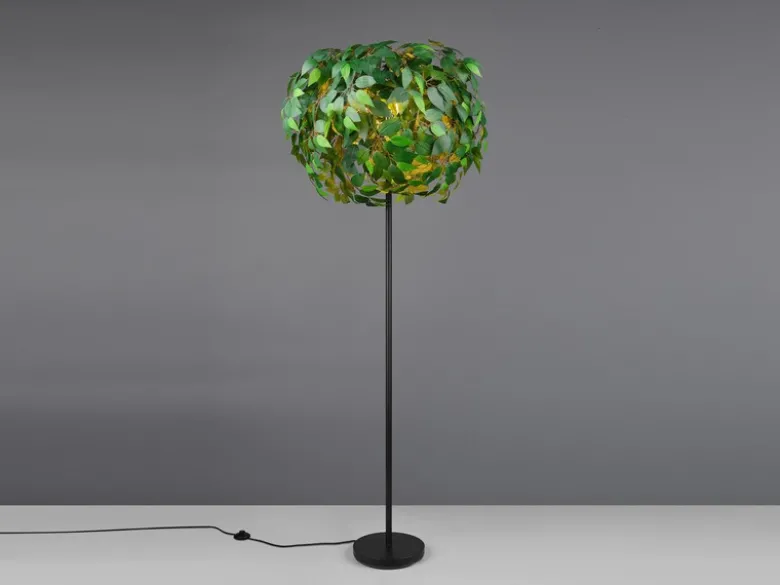 Große LED Stehleuchte mit Blätter Lampenschirm Grün, Höhe 180cm