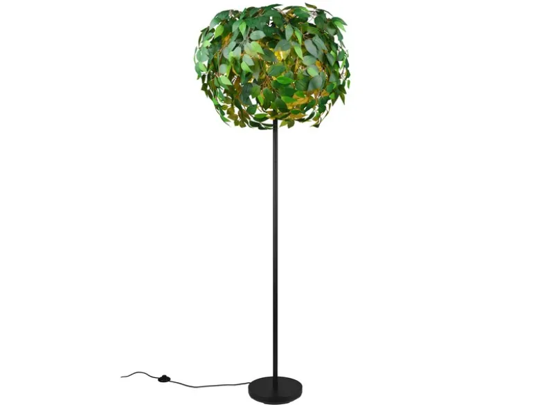 Große LED Stehleuchte mit Blätter Lampenschirm Grün, Höhe 180cm