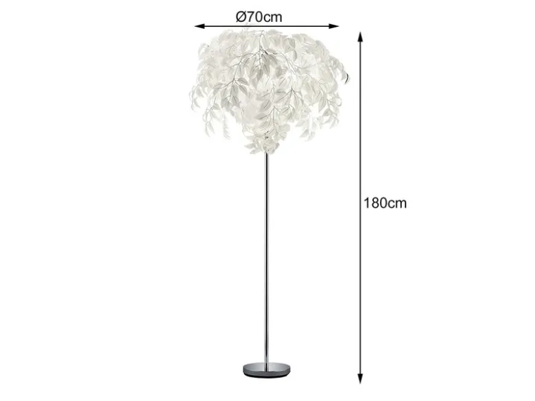 Große LED Stehleuchte mit Blätter Lampenschirm Weiß, Höhe 180cm