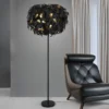 Große LED Stehleuchte mit Blätter Lampenschirm Schwarz Gold, Höhe 180cm