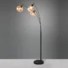 Große LED Stehleuchte mit 3 Glas Lampenschirmen amberfarbig, H: 200cm