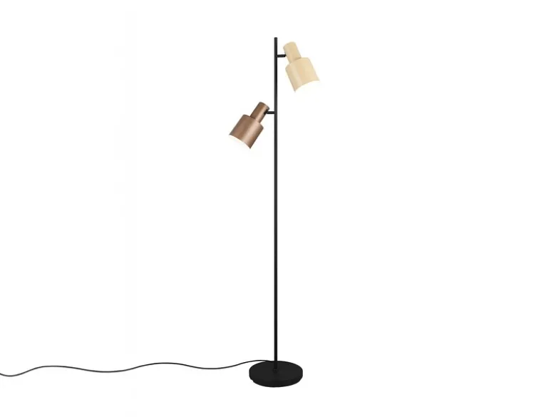 Große LED Stehleuchte mit 2 schwenkbaren farbigen Spots, Höhe 161cm