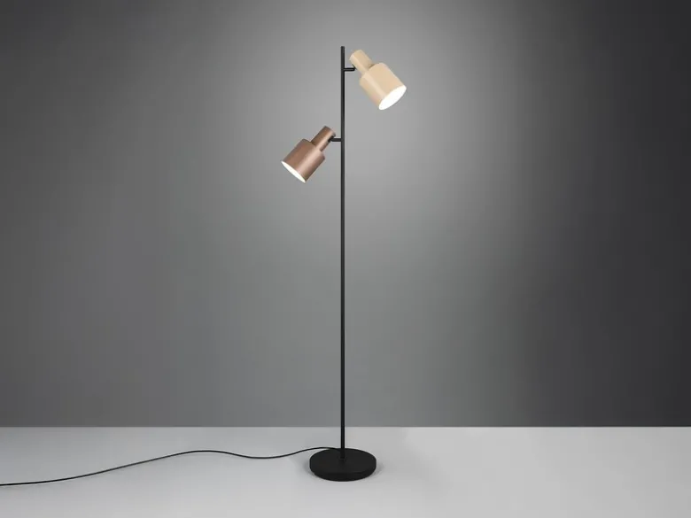 Große LED Stehleuchte mit 2 schwenkbaren farbigen Spots, Höhe 161cm