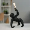 Große LED Tischleuchte ausgefallene Affenlampe Schwarz, Höhe 42cm