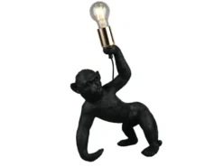 Große LED Tischleuchte ausgefallene Affenlampe Schwarz, Höhe 42cm