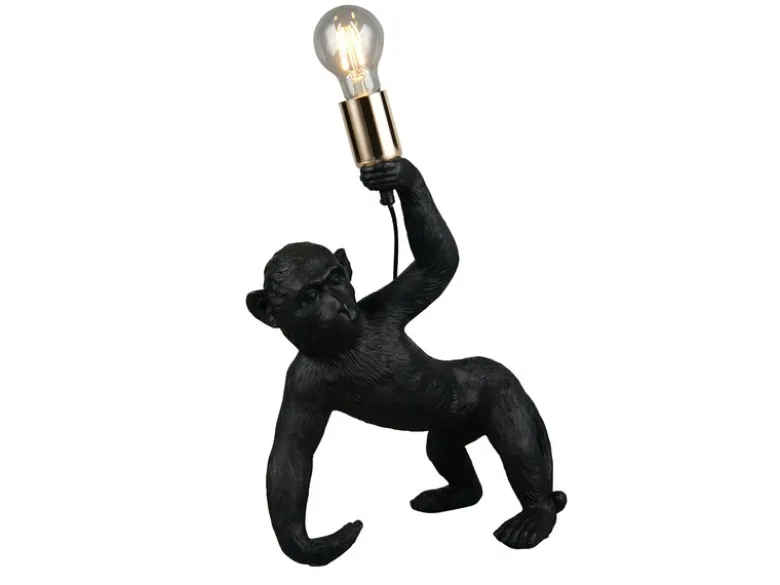 Große LED Tischleuchte ausgefallene Affenlampe Schwarz, Höhe 42cm