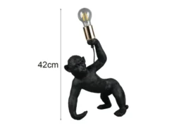 Große LED Tischleuchte ausgefallene Affenlampe Schwarz, Höhe 42cm