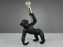 Große LED Tischleuchte ausgefallene Affenlampe Schwarz, Höhe 42cm