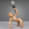 Große LED Tischleuchte ausgefallene Affenlampe Gold, Höhe 42cm