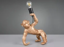 Große LED Tischleuchte ausgefallene Affenlampe Gold, Höhe 42cm