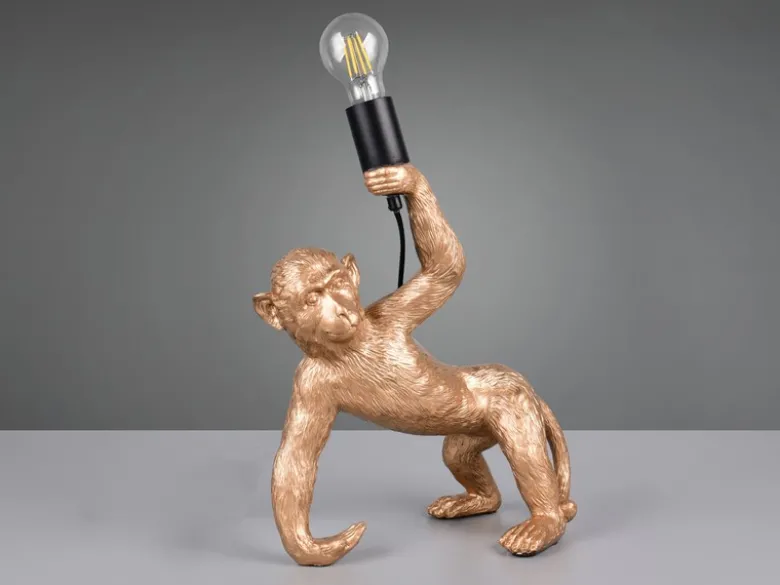 Große LED Tischleuchte ausgefallene Affenlampe Gold, Höhe 42cm