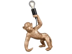 Große LED Tischleuchte ausgefallene Affenlampe Gold, Höhe 42cm