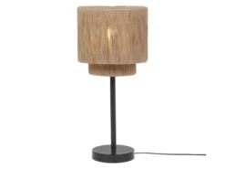 Große LED Tischleuchte aus Jute Natur im Boho Stil, Höhe 45cm