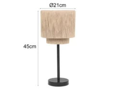 Große LED Tischleuchte aus Jute Natur im Boho Stil, Höhe 45cm