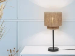 Große LED Tischleuchte aus Jute Natur im Boho Stil, Höhe 45cm