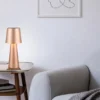 Große LED Tischleuchte aus Metall Coffeefarbig, Höhe 40cm