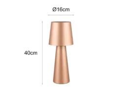 Große LED Tischleuchte aus Metall Coffeefarbig, Höhe 40cm