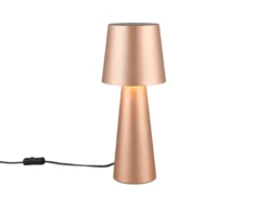Große LED Tischleuchte aus Metall Coffeefarbig, Höhe 40cm