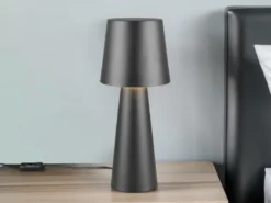 Große LED Tischleuchte aus Metall Schwarz, Höhe 40cm
