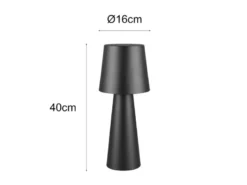 Große LED Tischleuchte aus Metall Schwarz, Höhe 40cm