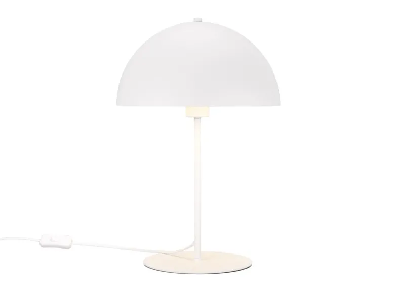 Große LED Tischleuchte aus Metall Weiß in Pilzform, Höhe 45cm