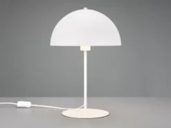 Große LED Tischleuchte aus Metall Weiß in Pilzform, Höhe 45cm