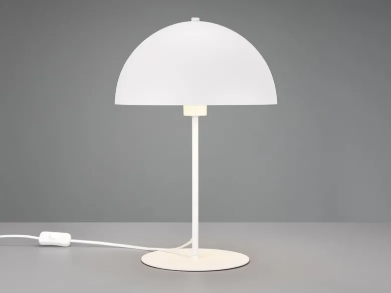 Große LED Tischleuchte aus Metall Weiß in Pilzform, Höhe 45cm