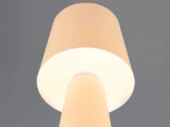Große LED Tischleuchte aus Metall Beige, Höhe 40cm