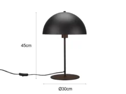 Große LED Tischleuchte aus Metall Schwarz, Lampenschirm innen Gold, Höhe 45cm