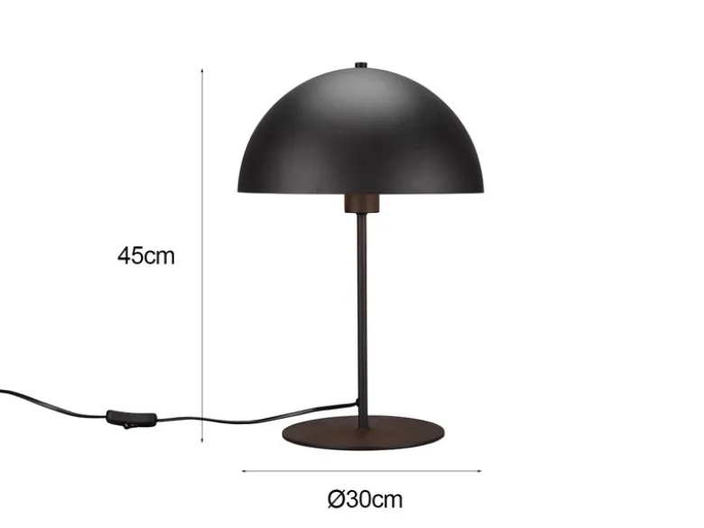 Große LED Tischleuchte aus Metall Schwarz, Lampenschirm innen Gold, Höhe 45cm