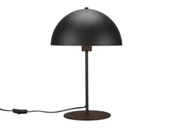 Große LED Tischleuchte aus Metall Schwarz, Lampenschirm innen Gold, Höhe 45cm