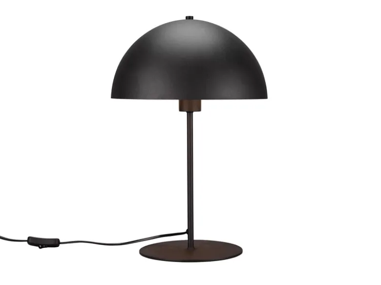 Große LED Tischleuchte aus Metall Schwarz, Lampenschirm innen Gold, Höhe 45cm