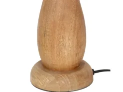 Große LED Tischleuchte aus Naturholz mit Lampenschirm aus Jute, Höhe 54cm
