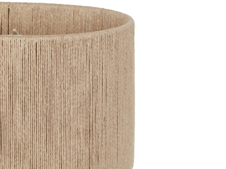 Große LED Tischleuchte aus Naturholz mit Lampenschirm aus Jute, Höhe 54cm