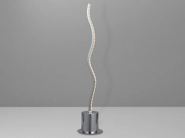 Große LED Tischleuchte BENETT in Silber Chrom, Höhe 45cm