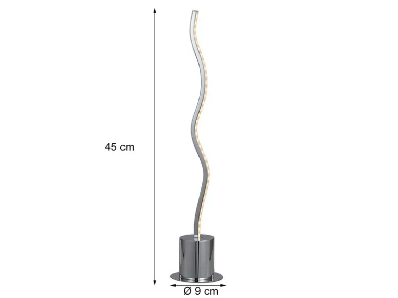 Große LED Tischleuchte BENETT in Silber Chrom, Höhe 45cm