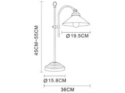 Große LED Tischleuchte im Landhausstil mit Glasschirm, max. Höhe 55cm