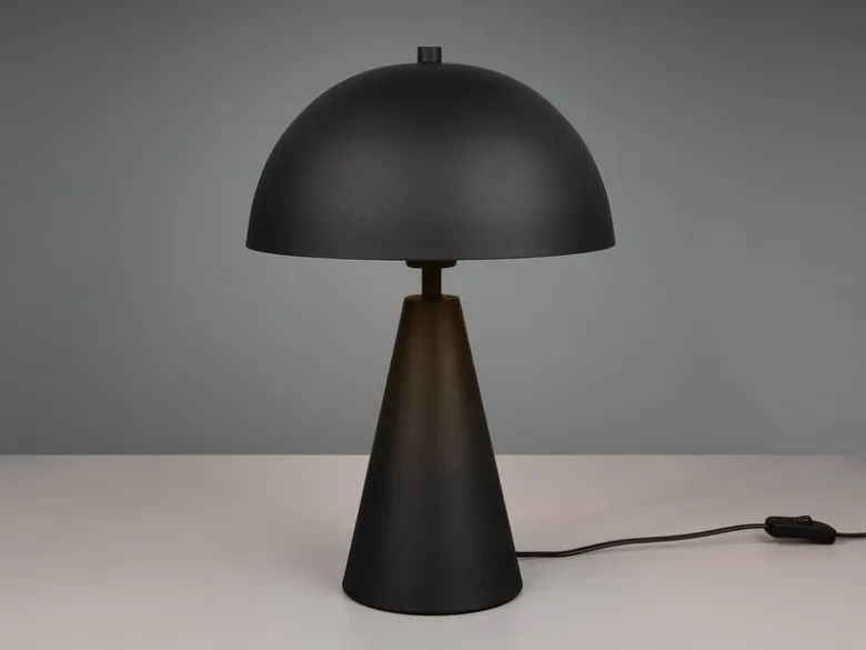 Große LED Tischleuchte in Pilzform aus Metall Schwarz, Höhe 43cm