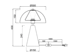 Große LED Tischleuchte in Pilzform aus Metall Schwarz, Höhe 43cm