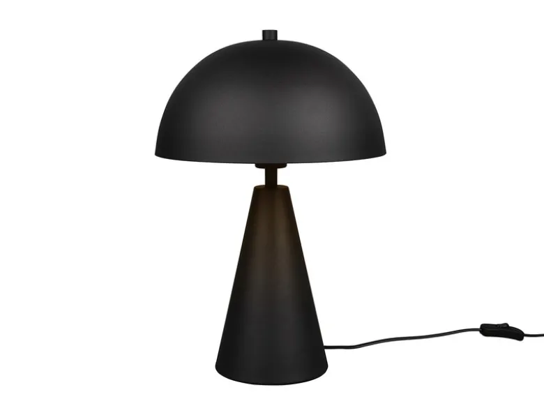 Große LED Tischleuchte in Pilzform aus Metall Schwarz, Höhe 43cm