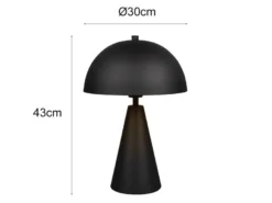 Große LED Tischleuchte in Pilzform aus Metall Schwarz, Höhe 43cm