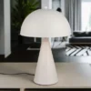 Große LED Tischleuchte in Pilzform aus Metall Hellgrau, Höhe 43cm