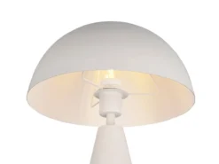Große LED Tischleuchte in Pilzform aus Metall Hellgrau, Höhe 43cm