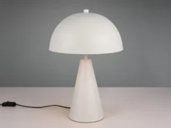 Große LED Tischleuchte in Pilzform aus Metall Hellgrau, Höhe 43cm