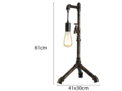 Große LED Tischleuchte in Wasserrohr Optik, Rost, Höhe 61cm