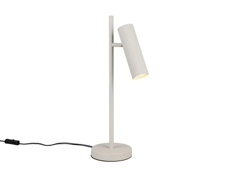 Große LED Tischleuchte Metall Hellgrau mit schwenkbarem Spot, Höhe 50cm