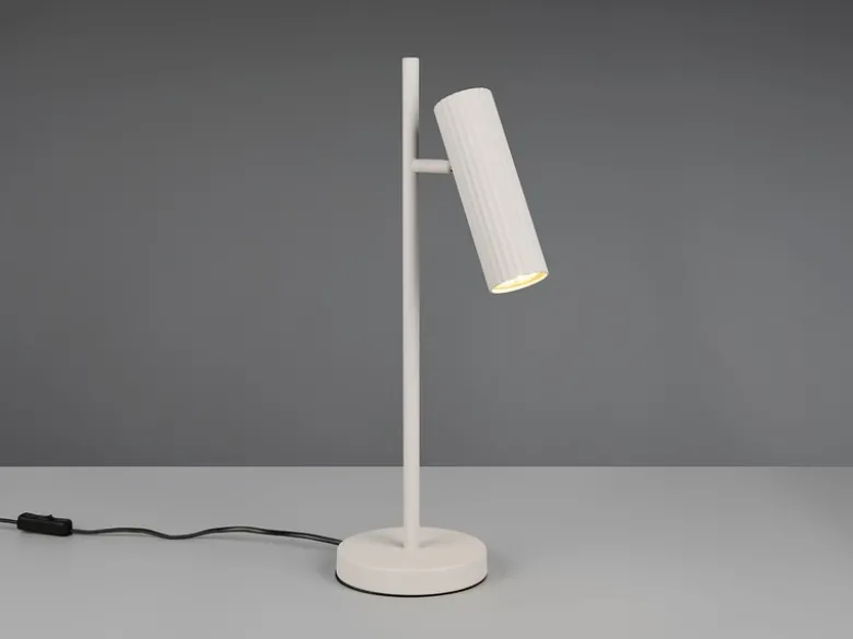 Große LED Tischleuchte Metall Hellgrau mit schwenkbarem Spot, Höhe 50cm