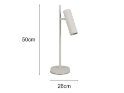 Große LED Tischleuchte Metall Hellgrau mit schwenkbarem Spot, Höhe 50cm