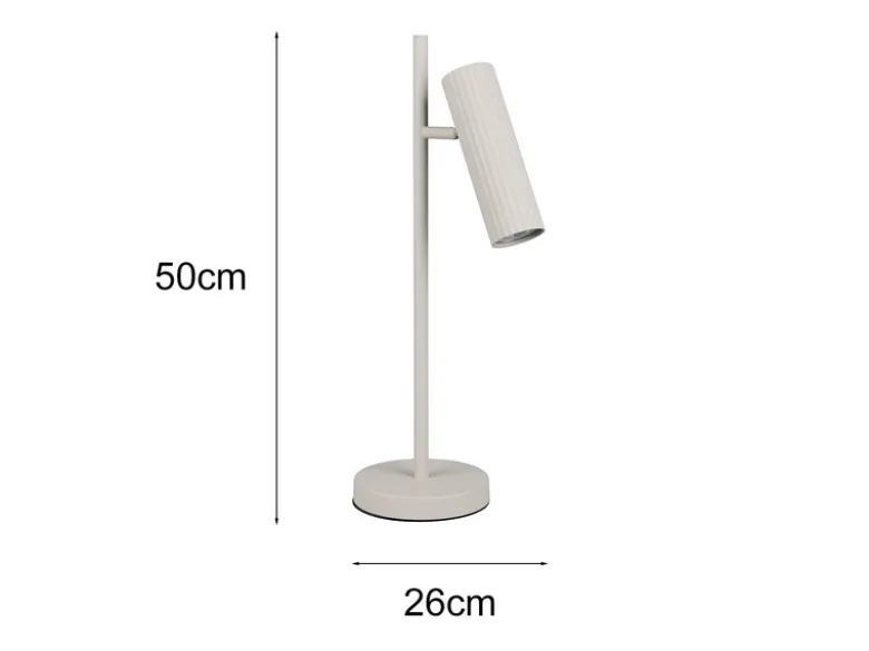 Große LED Tischleuchte Metall Hellgrau mit schwenkbarem Spot, Höhe 50cm