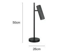 Große LED Tischleuchte Metall Schwarz mit schwenkbarem Spot, Höhe 50cm